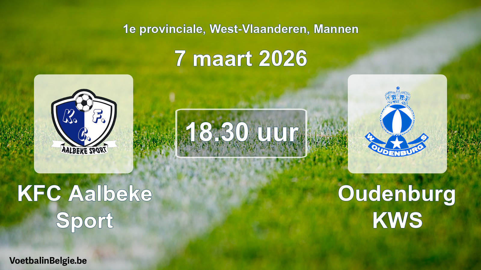 Scheduled match men football: KFC Aalbeke Sport - Oudenburg KWS (7 March 2026)