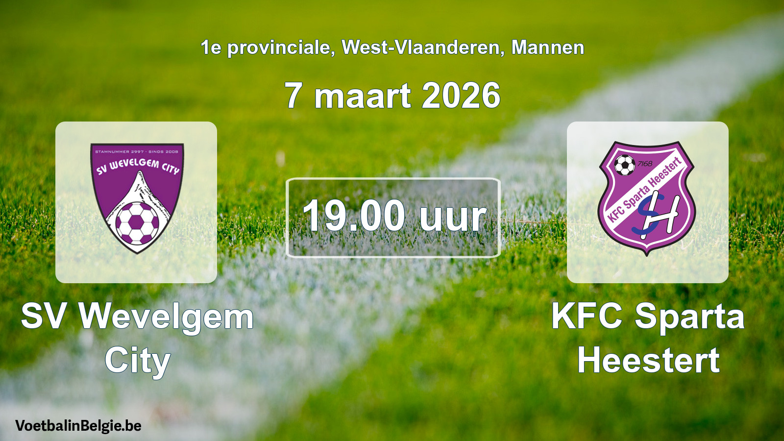 Scheduled match men football: SV Wevelgem City - KFC Sparta Heestert (7 March 2026)