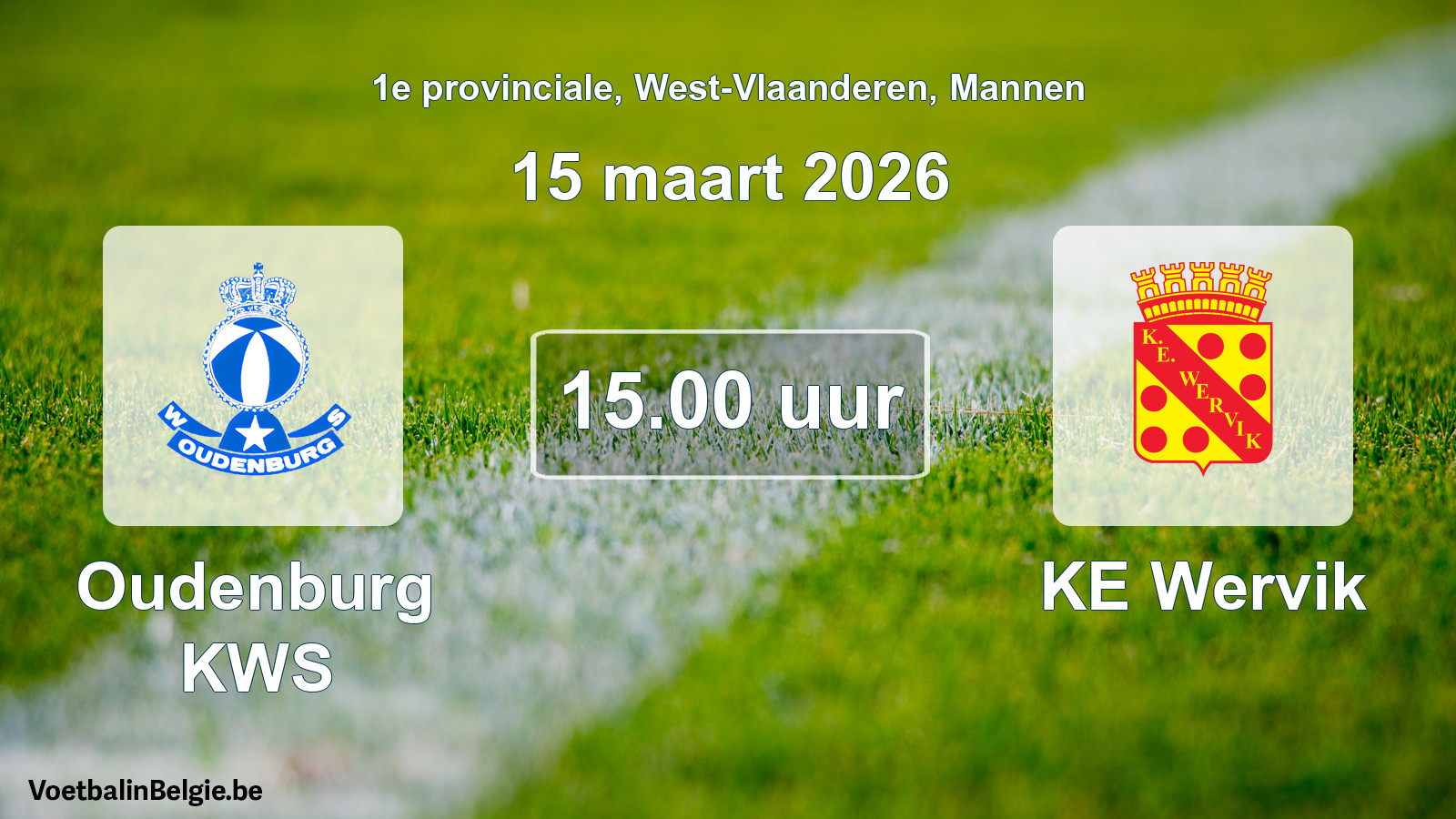 Scheduled match men football: Oudenburg KWS - KE Wervik (15 March 2026)