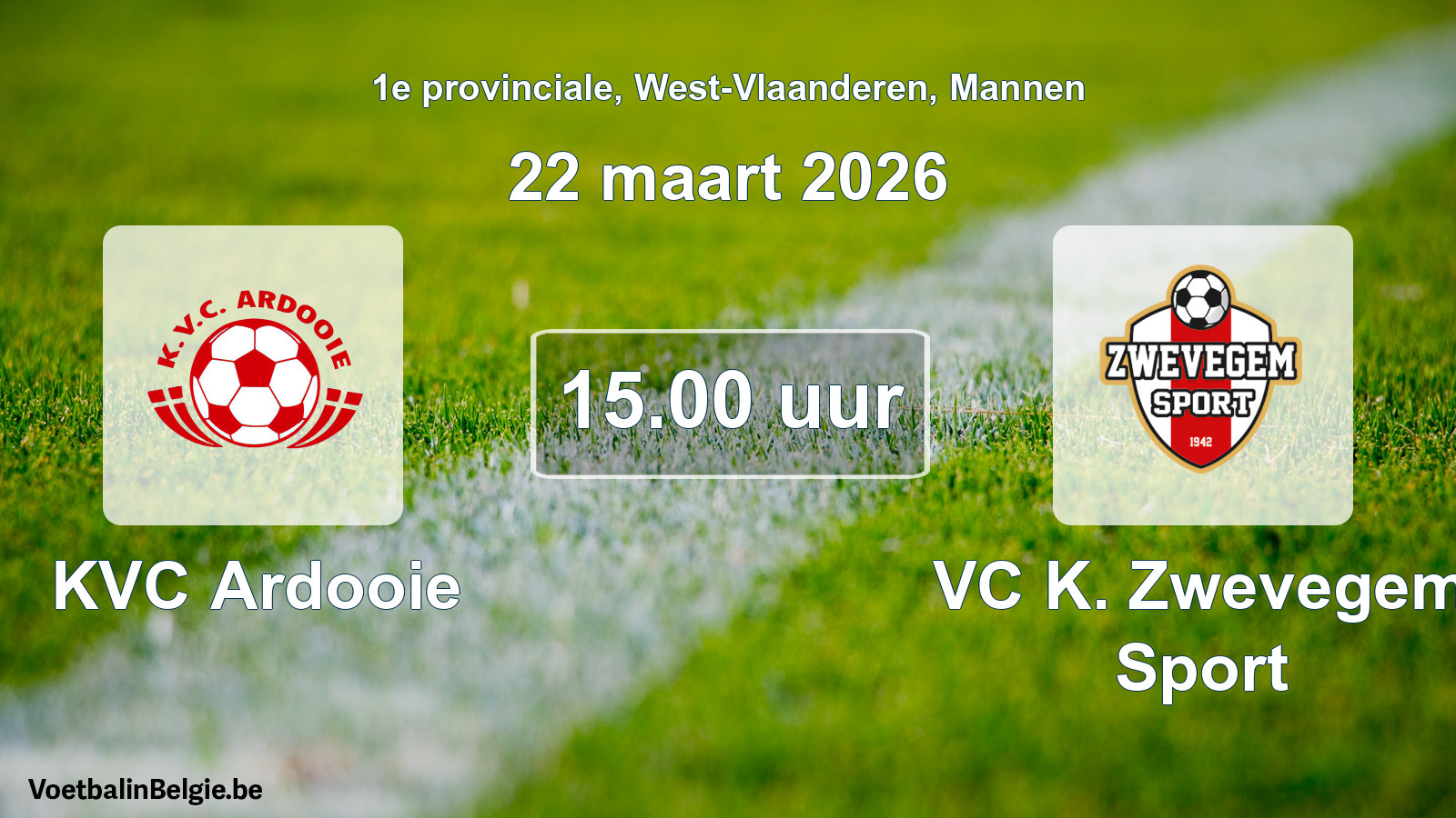 Scheduled match men football: KVC Ardooie - VC K. Zwevegem Sport (22 March 2026)