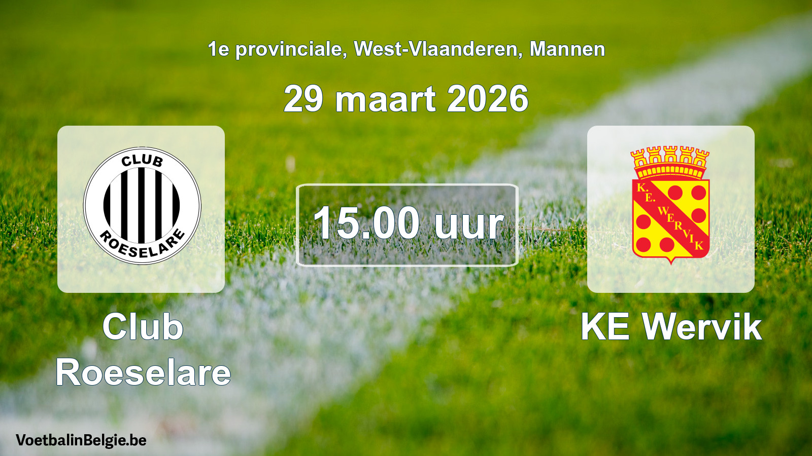 Geplantes Spiel männer-Fußball: Club Roeselare - KE Wervik (29 März 2026)