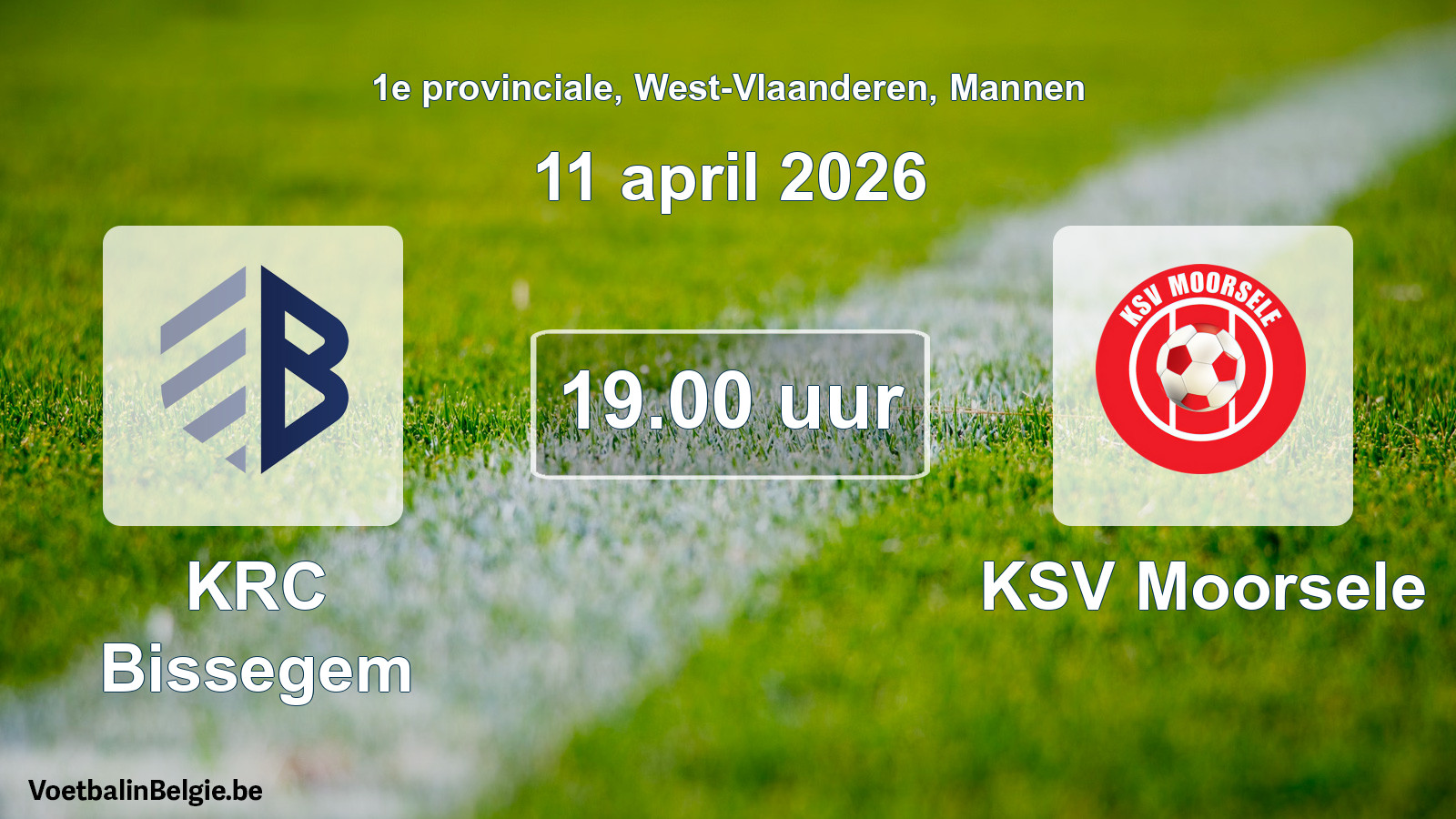 Geplande wedstrijd mannenvoetbal: KRC Bissegem - KSV Moorsele (11 april 2026)
