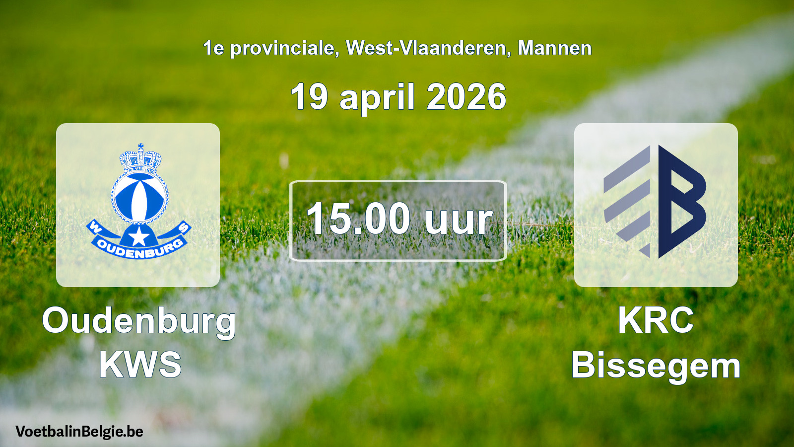 Scheduled match men football: Oudenburg KWS - KRC Bissegem (19 April 2026)