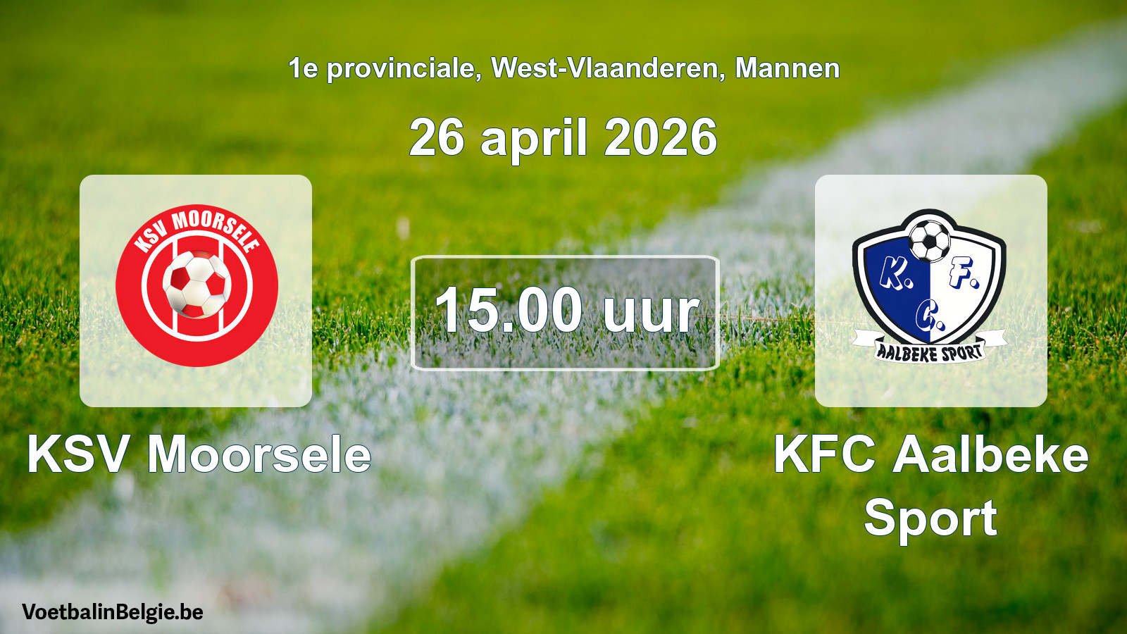 Scheduled match men football: KSV Moorsele - KFC Aalbeke Sport (26 April 2026)