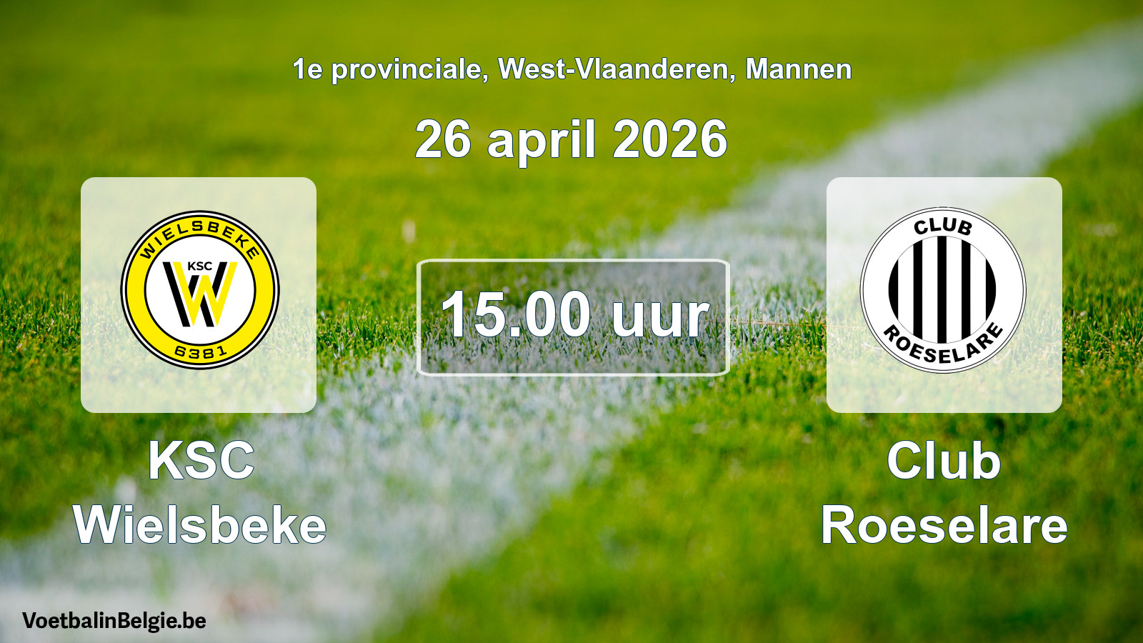 Scheduled match men football: KSC Wielsbeke - Club Roeselare (26 April 2026)