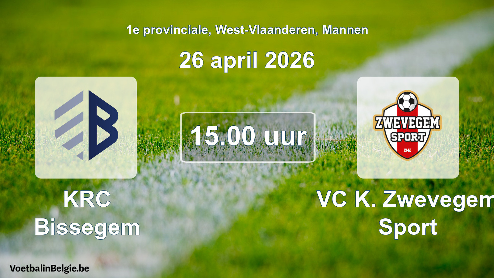 Scheduled match men football: KRC Bissegem - VC K. Zwevegem Sport (26 April 2026)