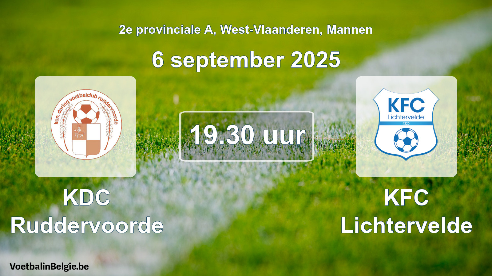 Scheduled match men football: KDC Ruddervoorde - KFC Lichtervelde (6 September 2025)