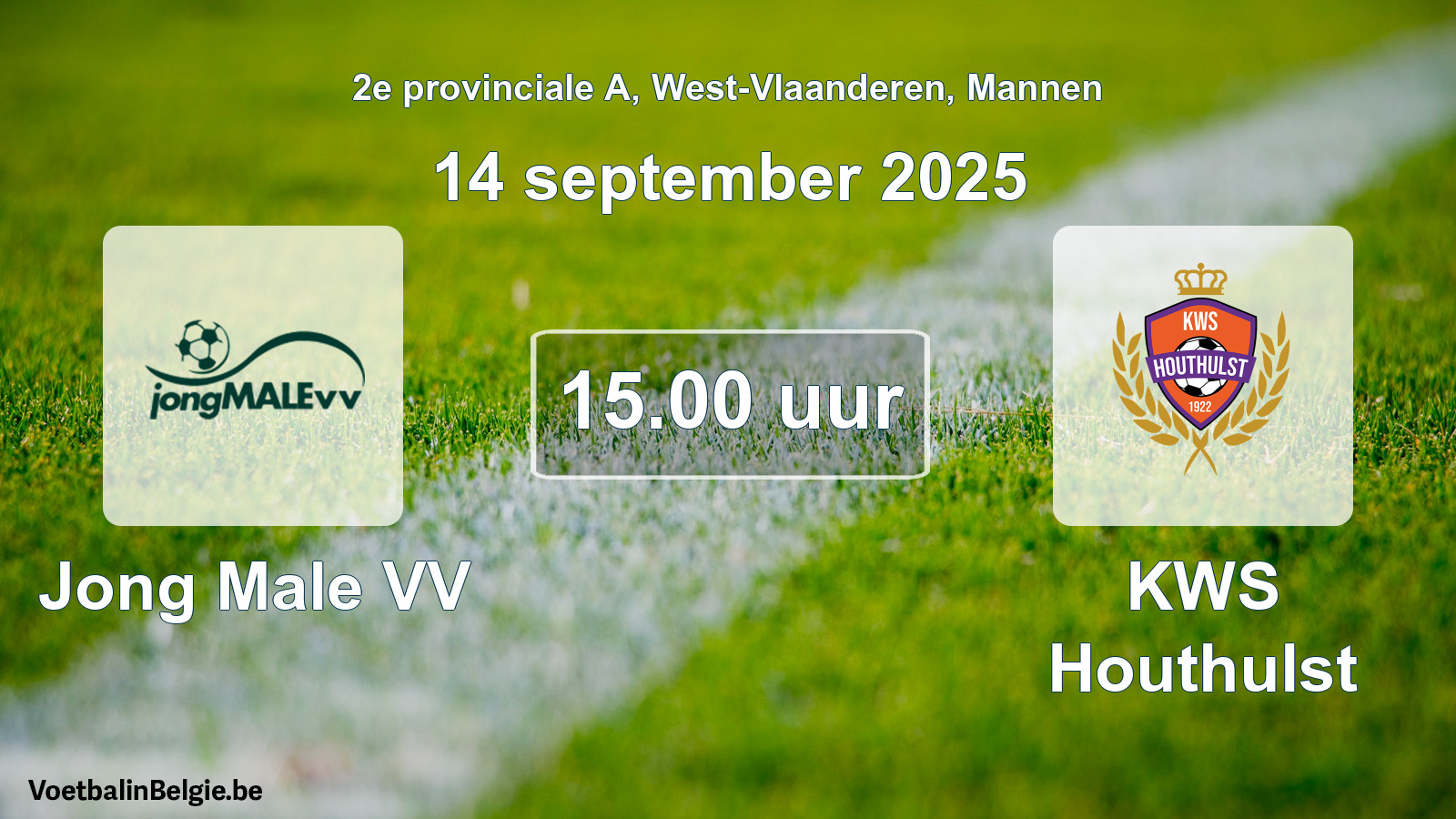 Geplande wedstrijd mannenvoetbal: Jong Male VV - KWS Houthulst (14 september 2025)