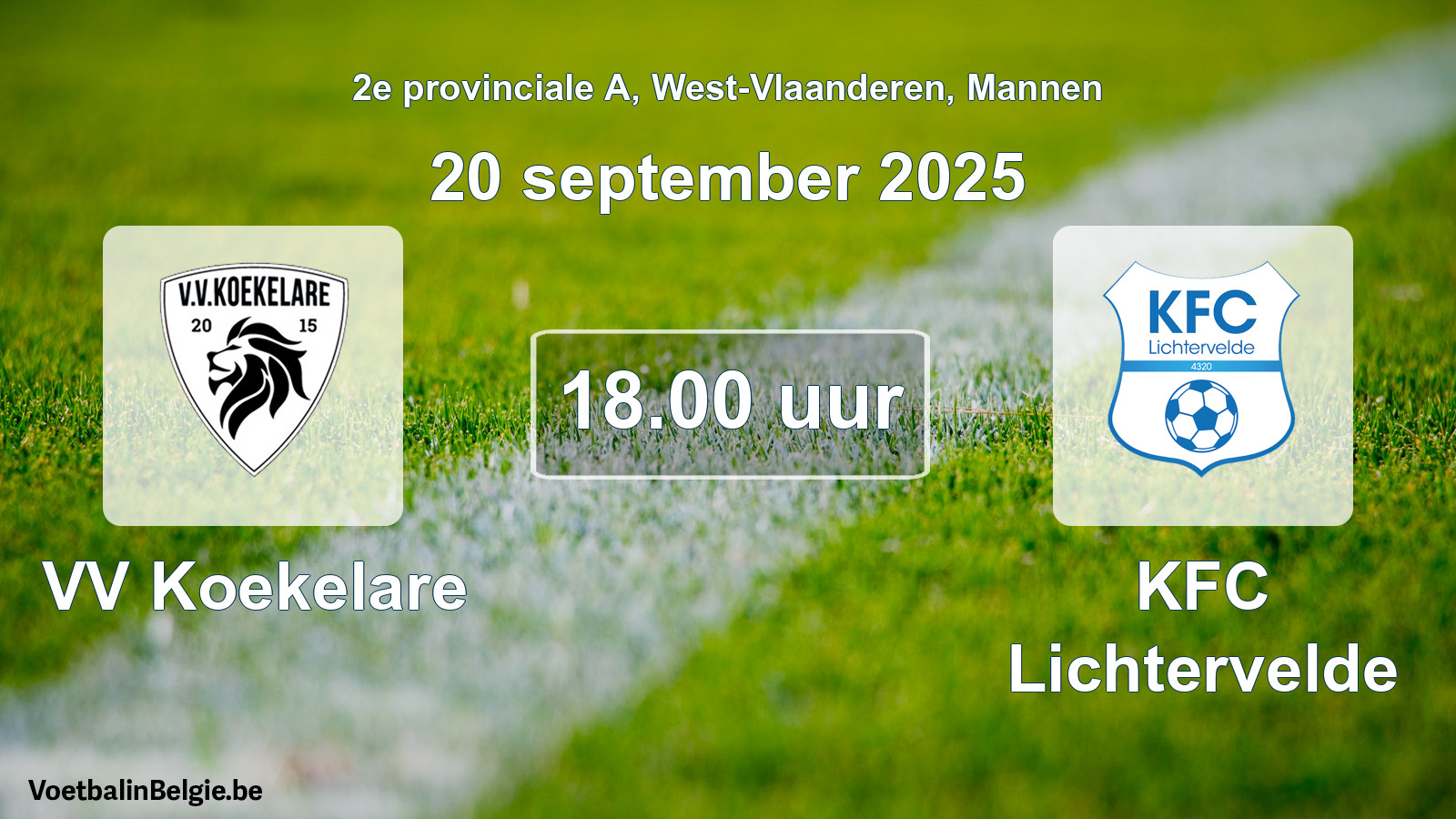 Scheduled match men football: VV Koekelare - KFC Lichtervelde (20 September 2025)