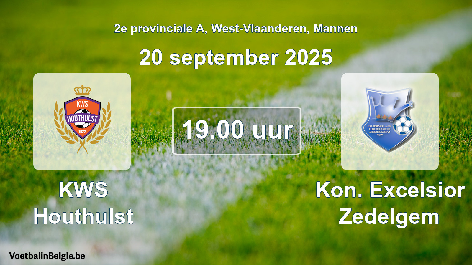 Scheduled match men football: KWS Houthulst - Kon. Excelsior Zedelgem (20 September 2025)