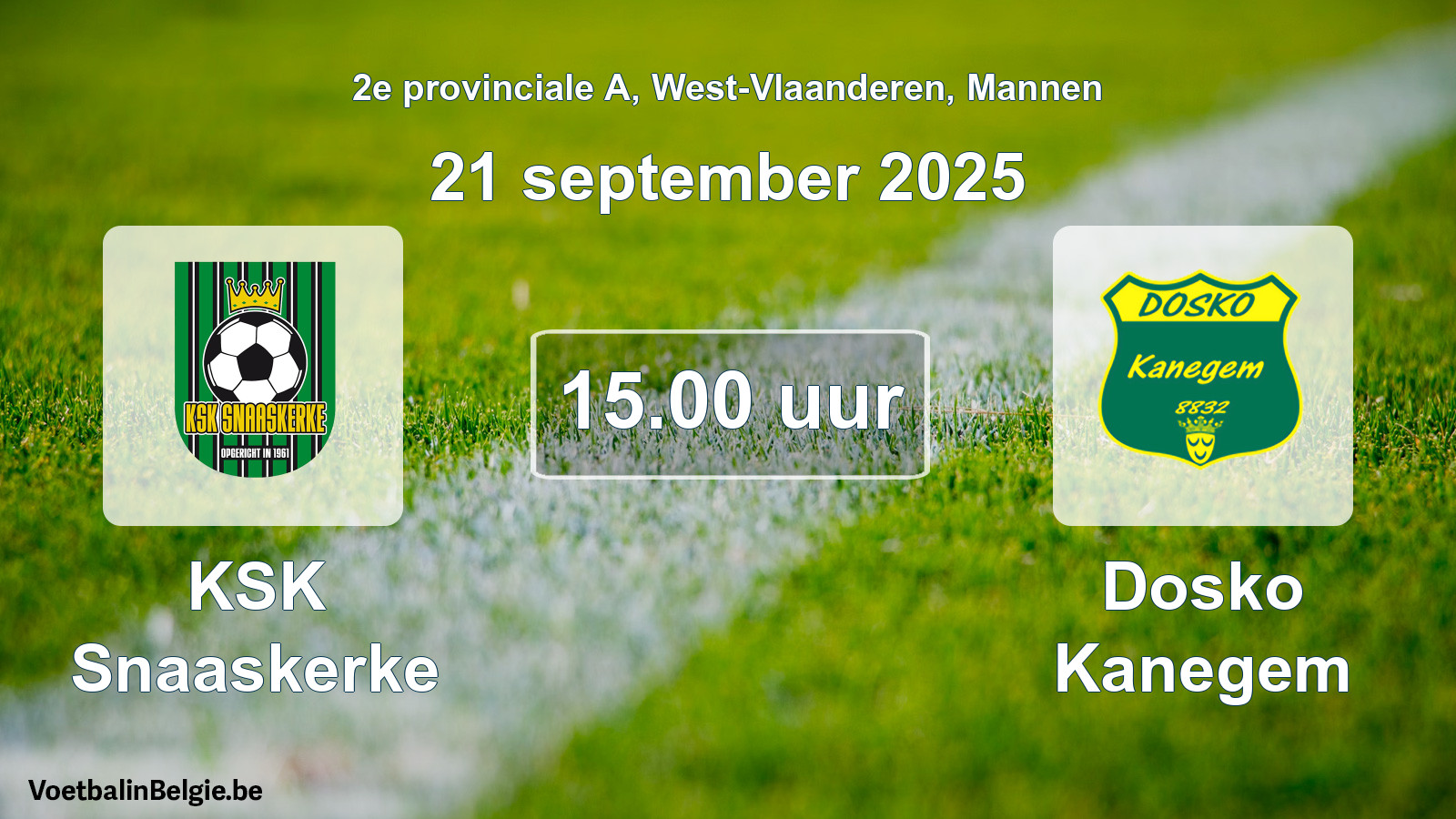 Scheduled match men football: KSK Snaaskerke - Dosko Kanegem (21 September 2025)