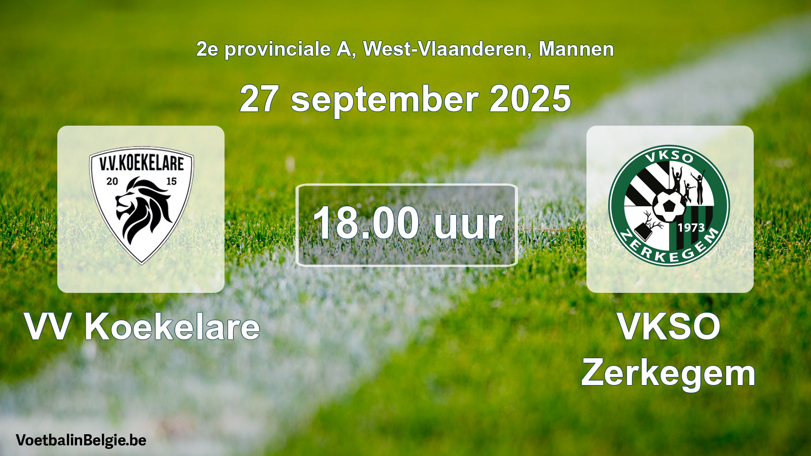 Geplande wedstrijd mannenvoetbal: VV Koekelare - VKSO Zerkegem (27 september 2025)