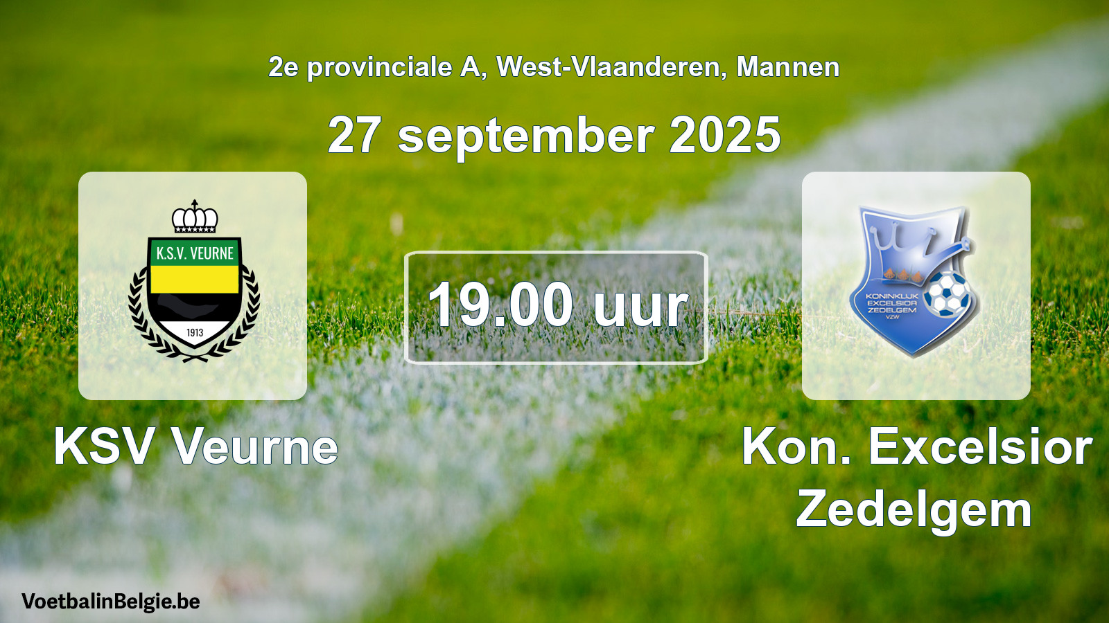 Scheduled match men football: KSV Veurne - Kon. Excelsior Zedelgem (27 September 2025)