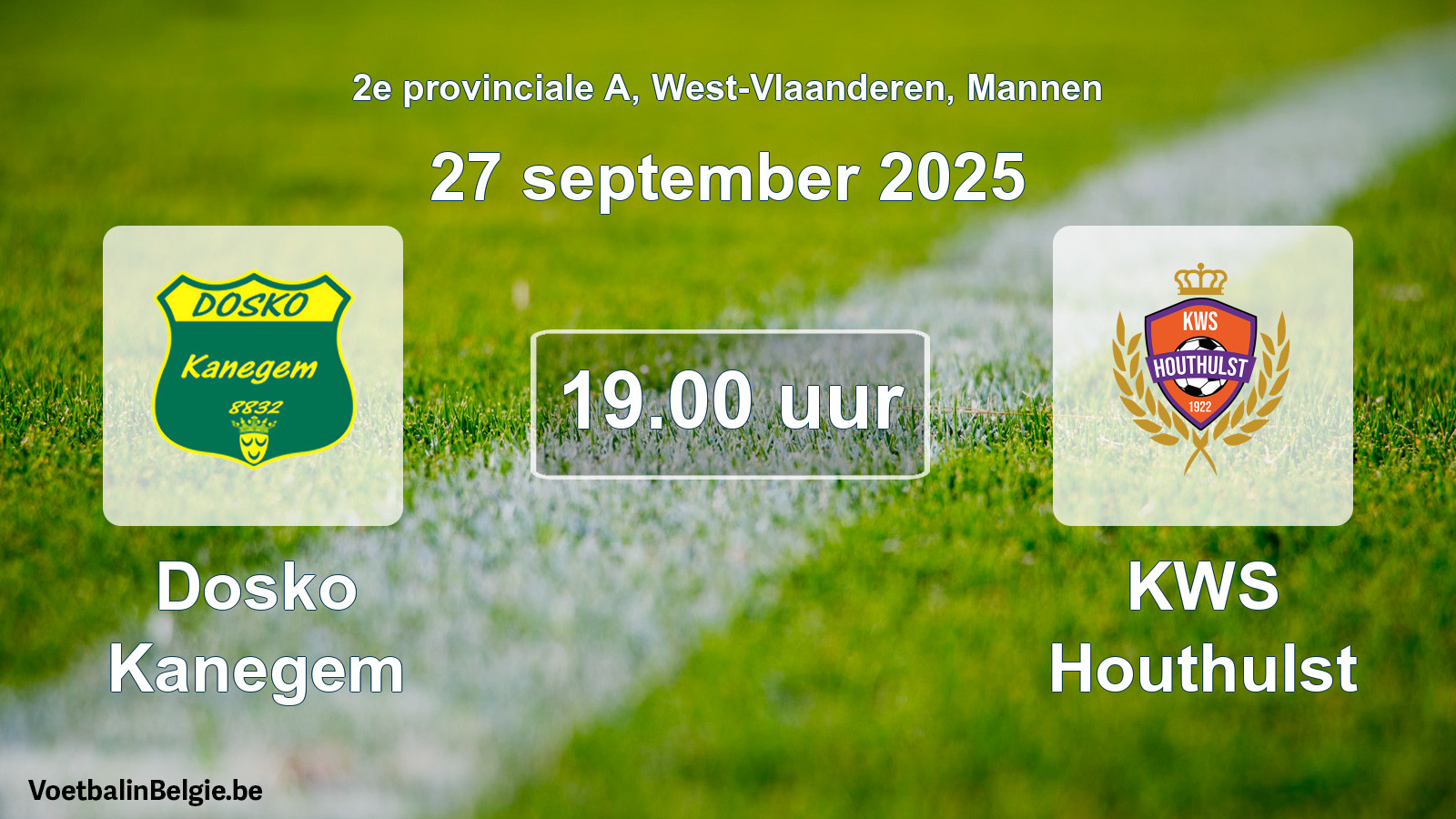 Scheduled match men football: Dosko Kanegem - KWS Houthulst (27 September 2025)