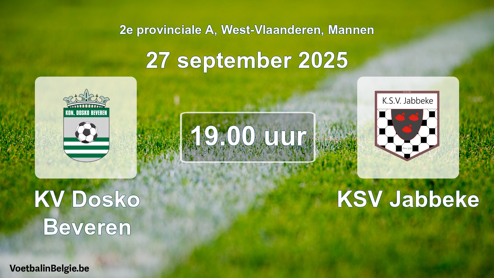 Scheduled match men football: KV Dosko Beveren - KSV Jabbeke (27 September 2025)