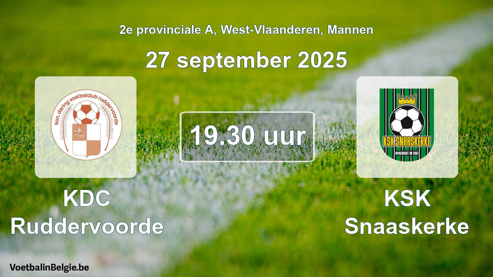 Scheduled match men football: KDC Ruddervoorde - KSK Snaaskerke (27 September 2025)