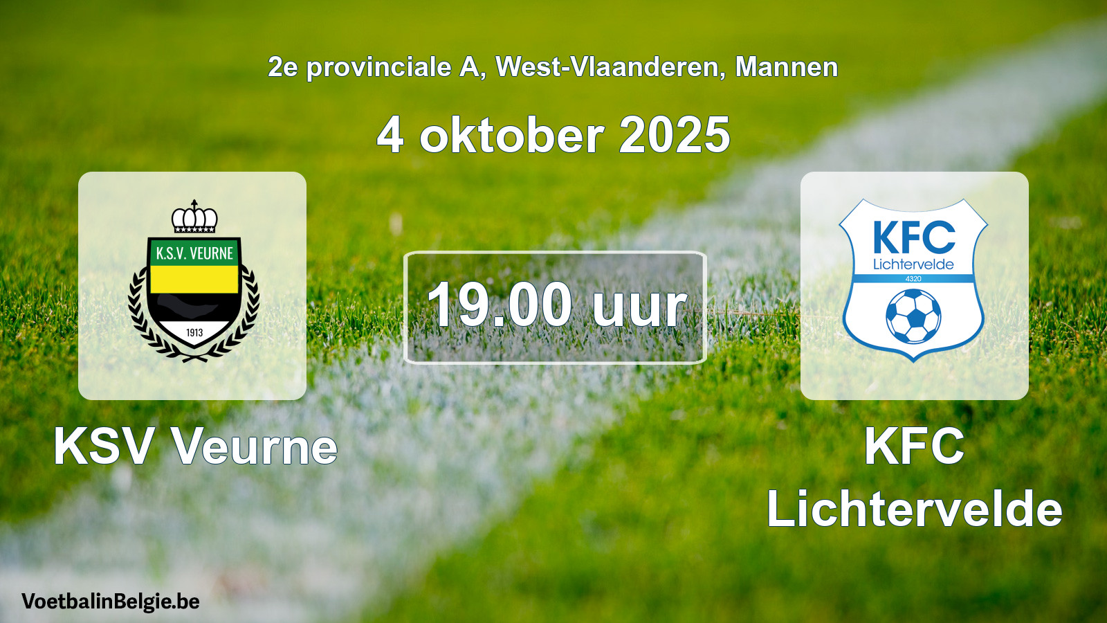 Scheduled match men football: KSV Veurne - KFC Lichtervelde (4 October 2025)