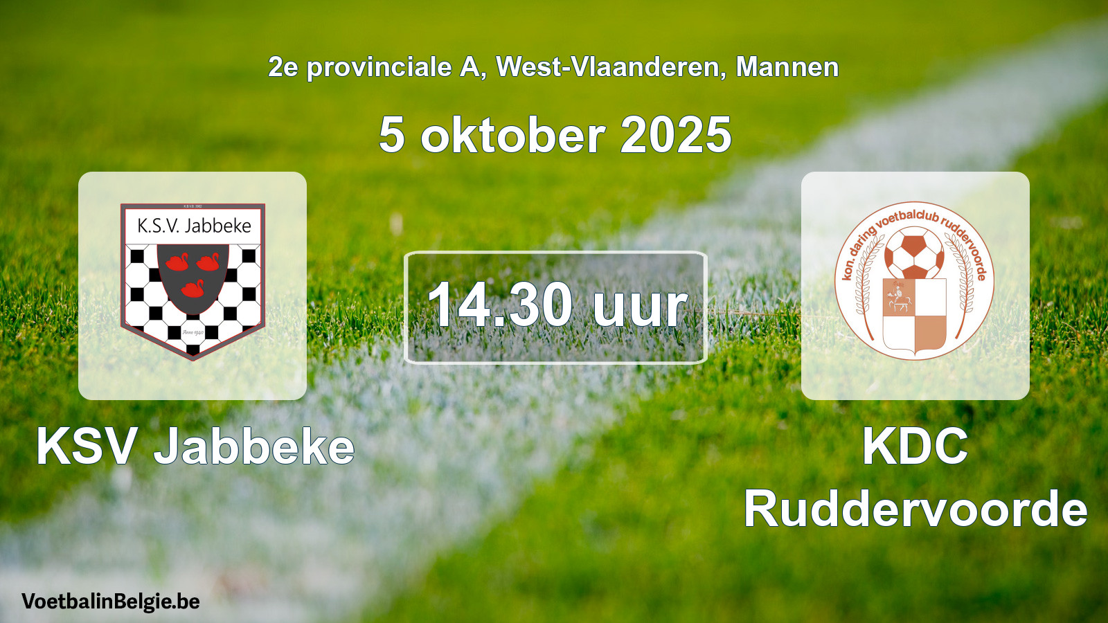 Scheduled match men football: KSV Jabbeke - KDC Ruddervoorde (5 October 2025)