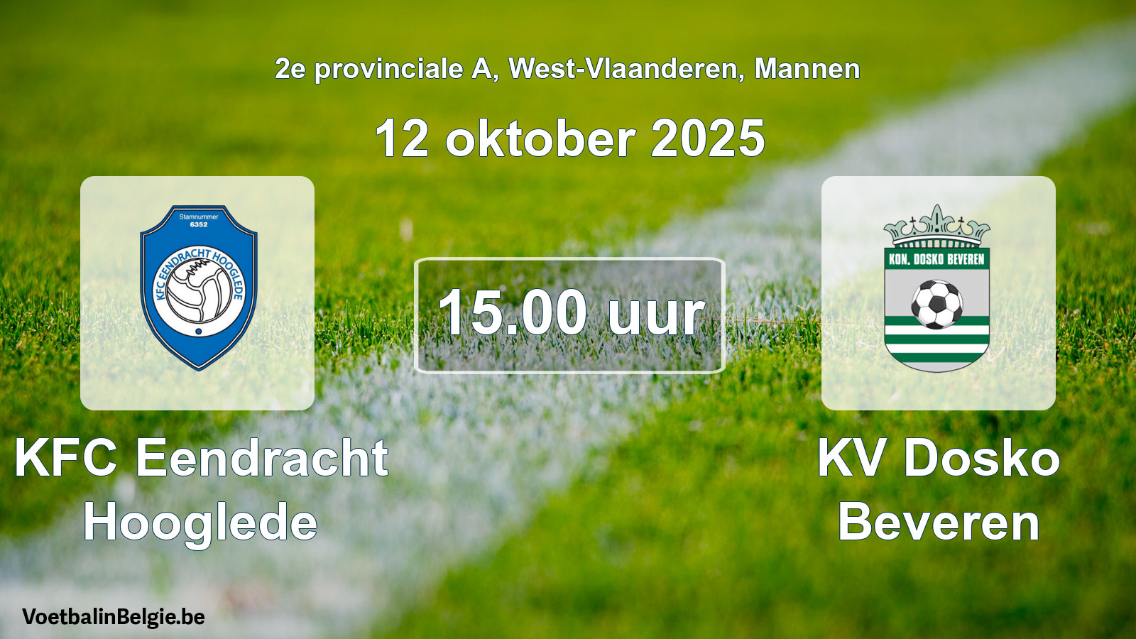 Scheduled match men football: KFC Eendracht Hooglede - KV Dosko Beveren (12 October 2025)