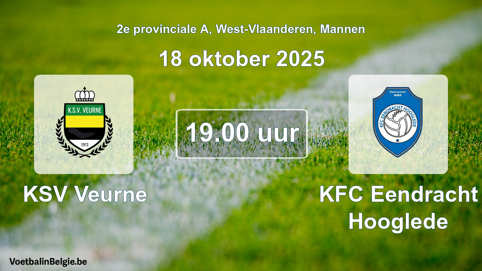 Geplande wedstrijd mannenvoetbal: KSV Veurne - KFC Eendracht Hooglede (18 oktober 2025)