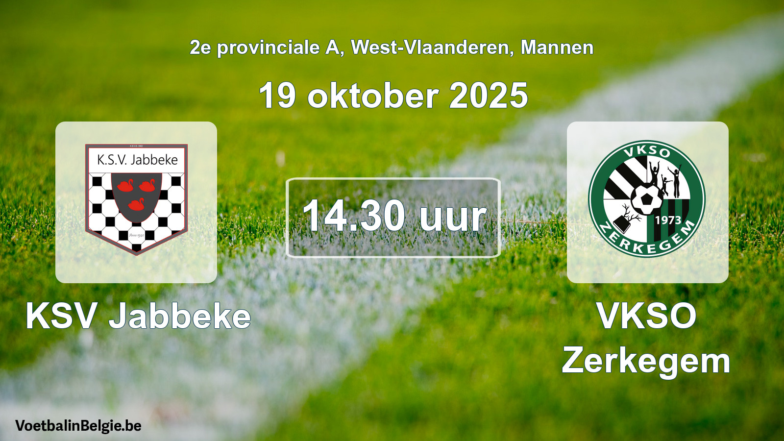 Scheduled match men football: KSV Jabbeke - VKSO Zerkegem (19 October 2025)