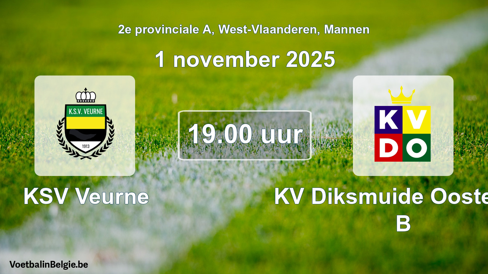 Scheduled match men football: KSV Veurne - KV Diksmuide Oostende B (1 November 2025)