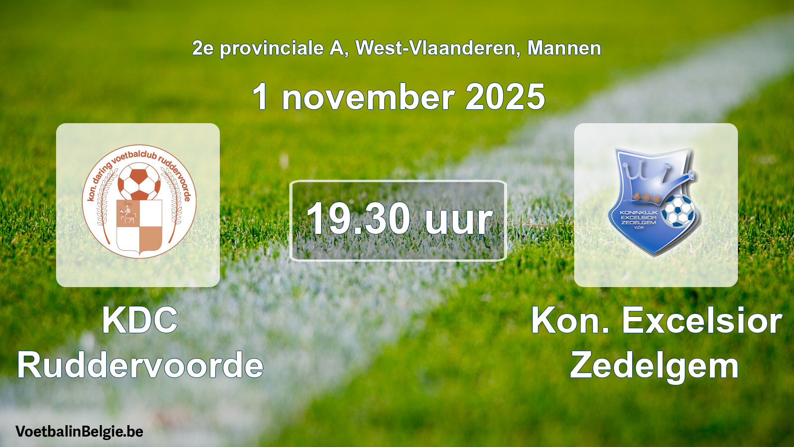 Scheduled match men football: KDC Ruddervoorde - Kon. Excelsior Zedelgem (1 November 2025)