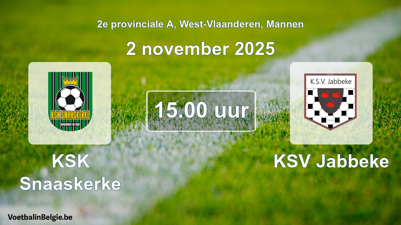 Scheduled match men football: KSK Snaaskerke - KSV Jabbeke (2 November 2025)