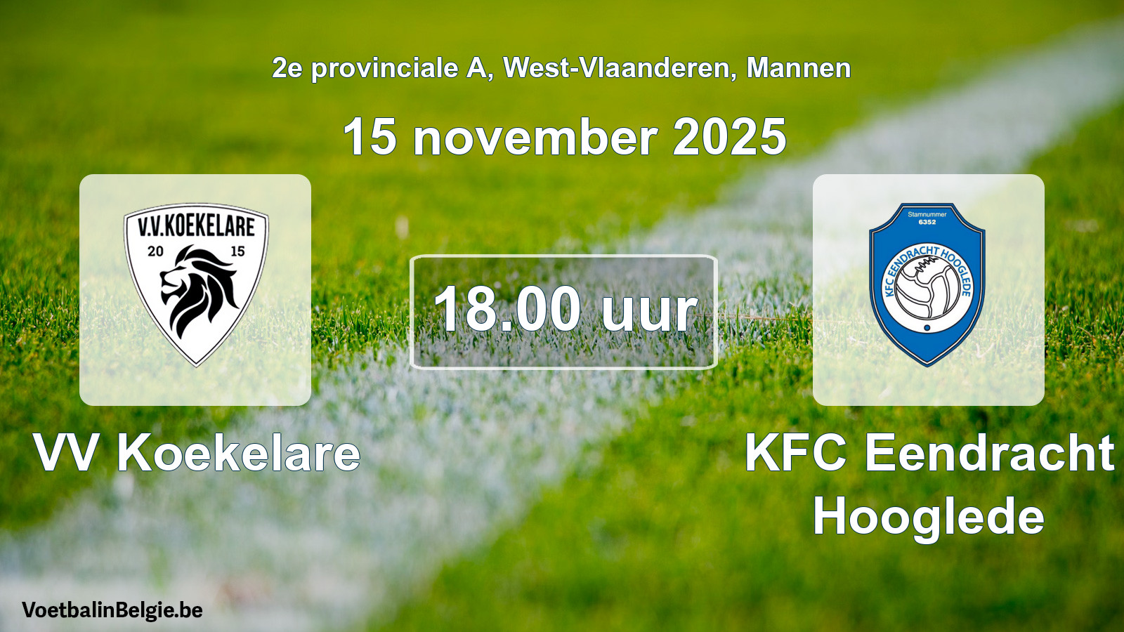 Scheduled match men football: VV Koekelare - KFC Eendracht Hooglede (15 November 2025)