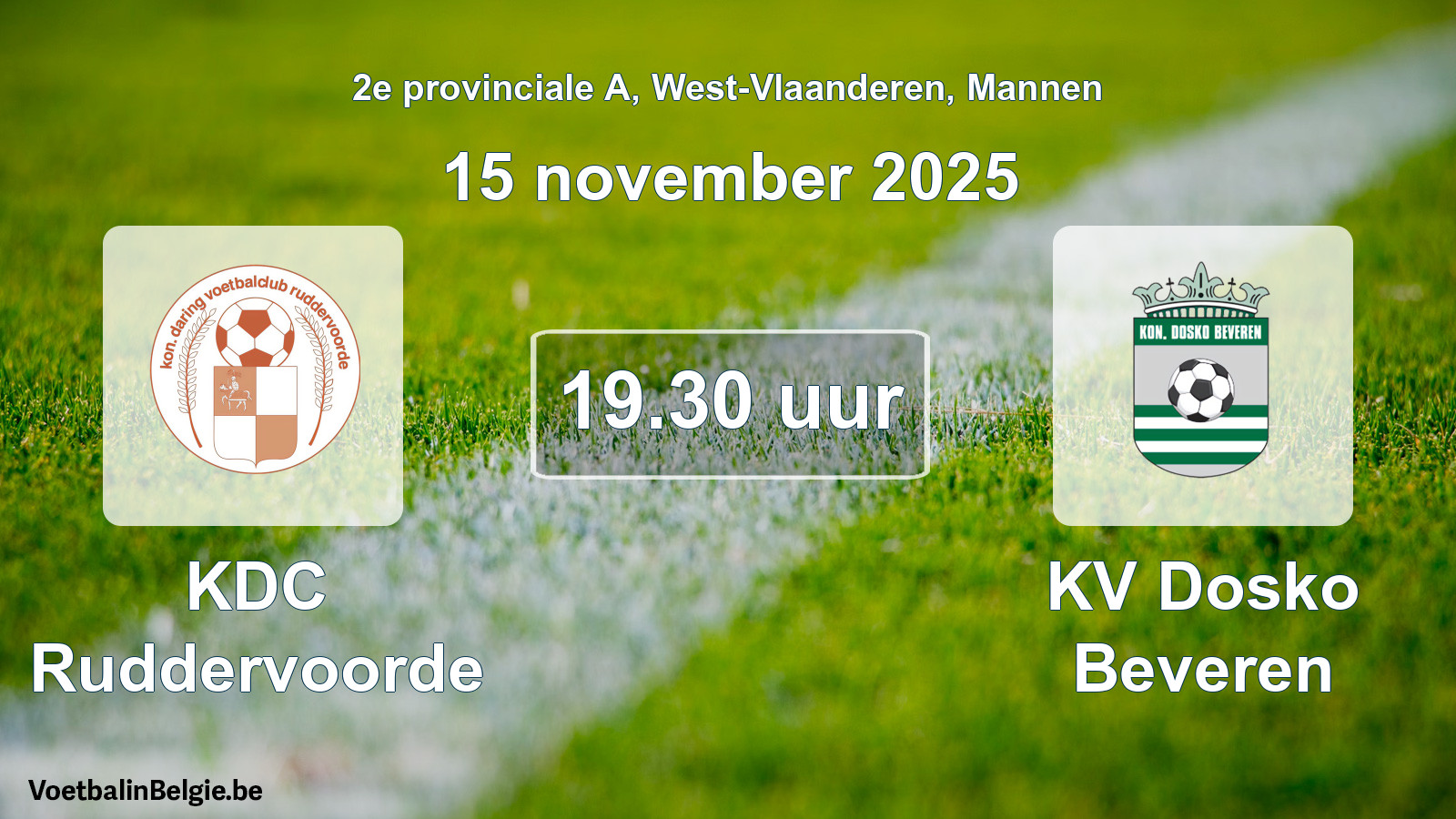 Scheduled match men football: KDC Ruddervoorde - KV Dosko Beveren (15 November 2025)
