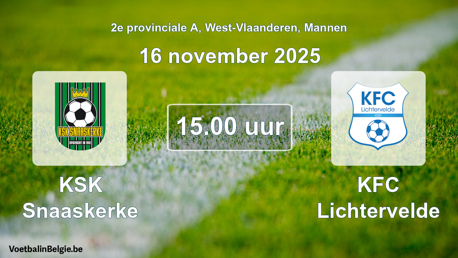Scheduled match men football: KSK Snaaskerke - KFC Lichtervelde (16 November 2025)