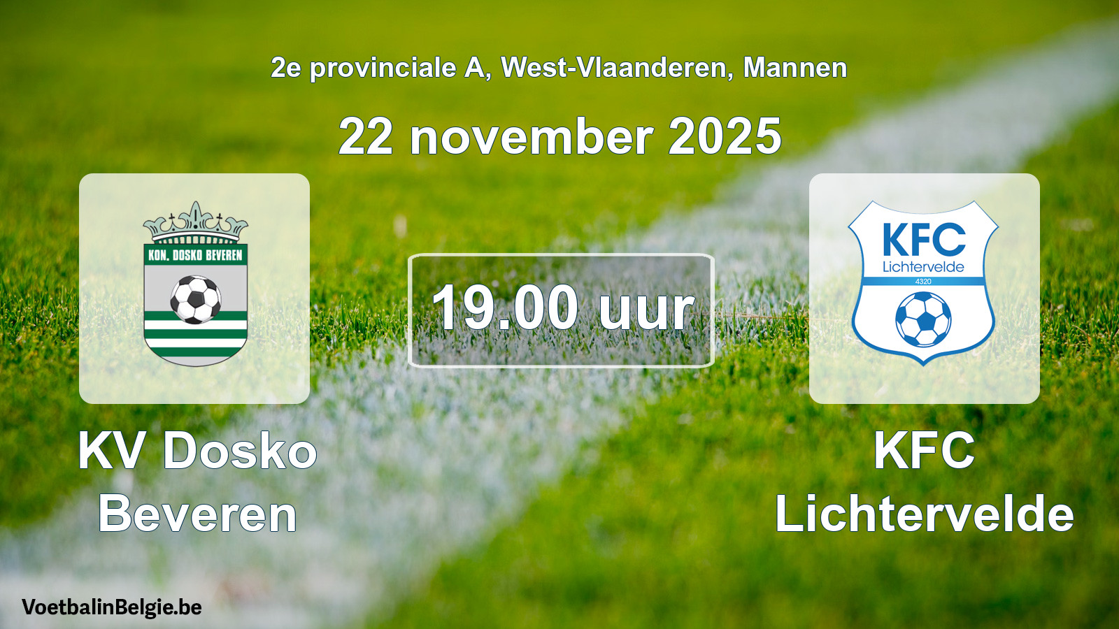 Scheduled match men football: KV Dosko Beveren - KFC Lichtervelde (22 November 2025)