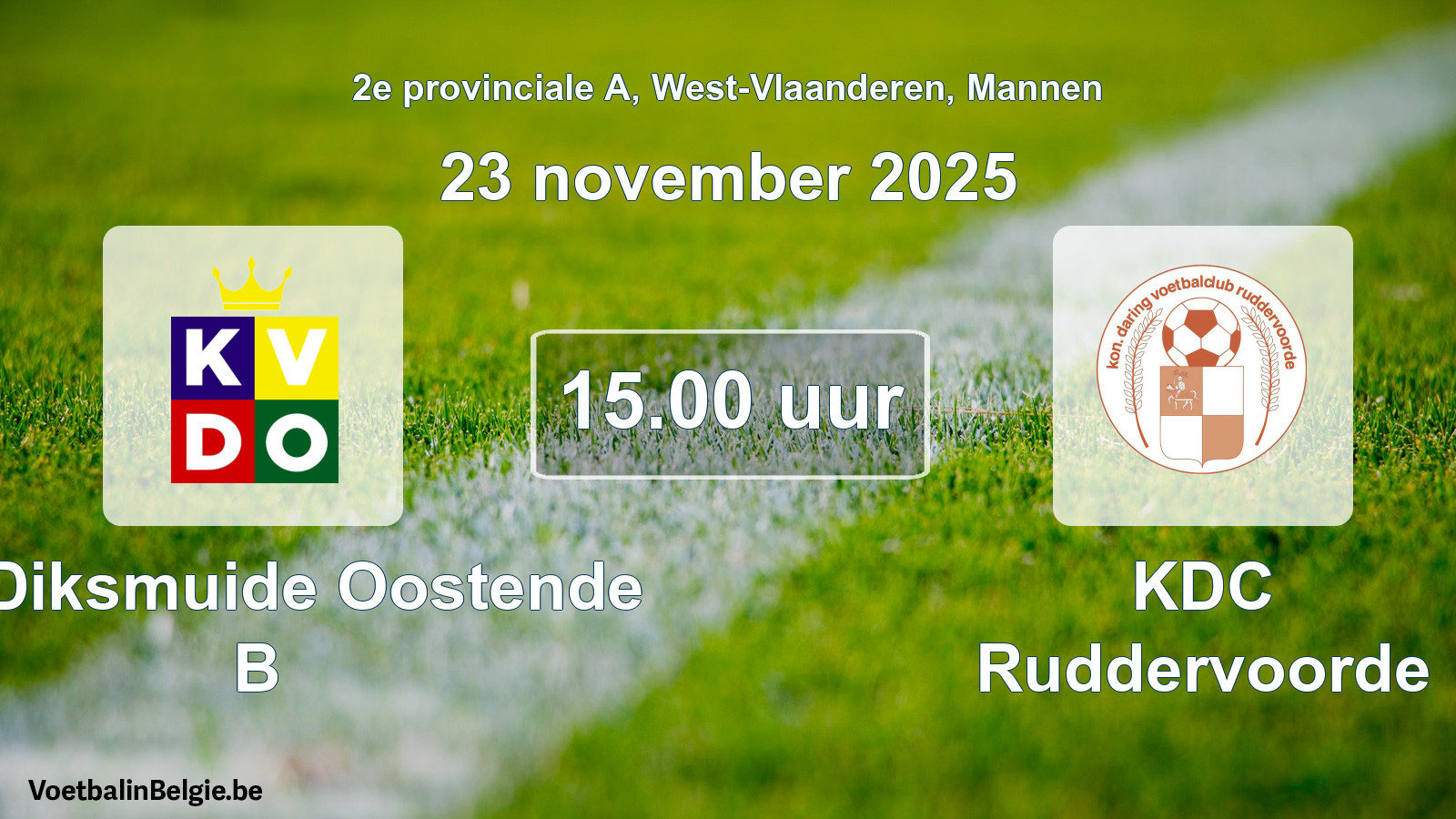 Scheduled match men football: KV Diksmuide Oostende B - KDC Ruddervoorde (23 November 2025)