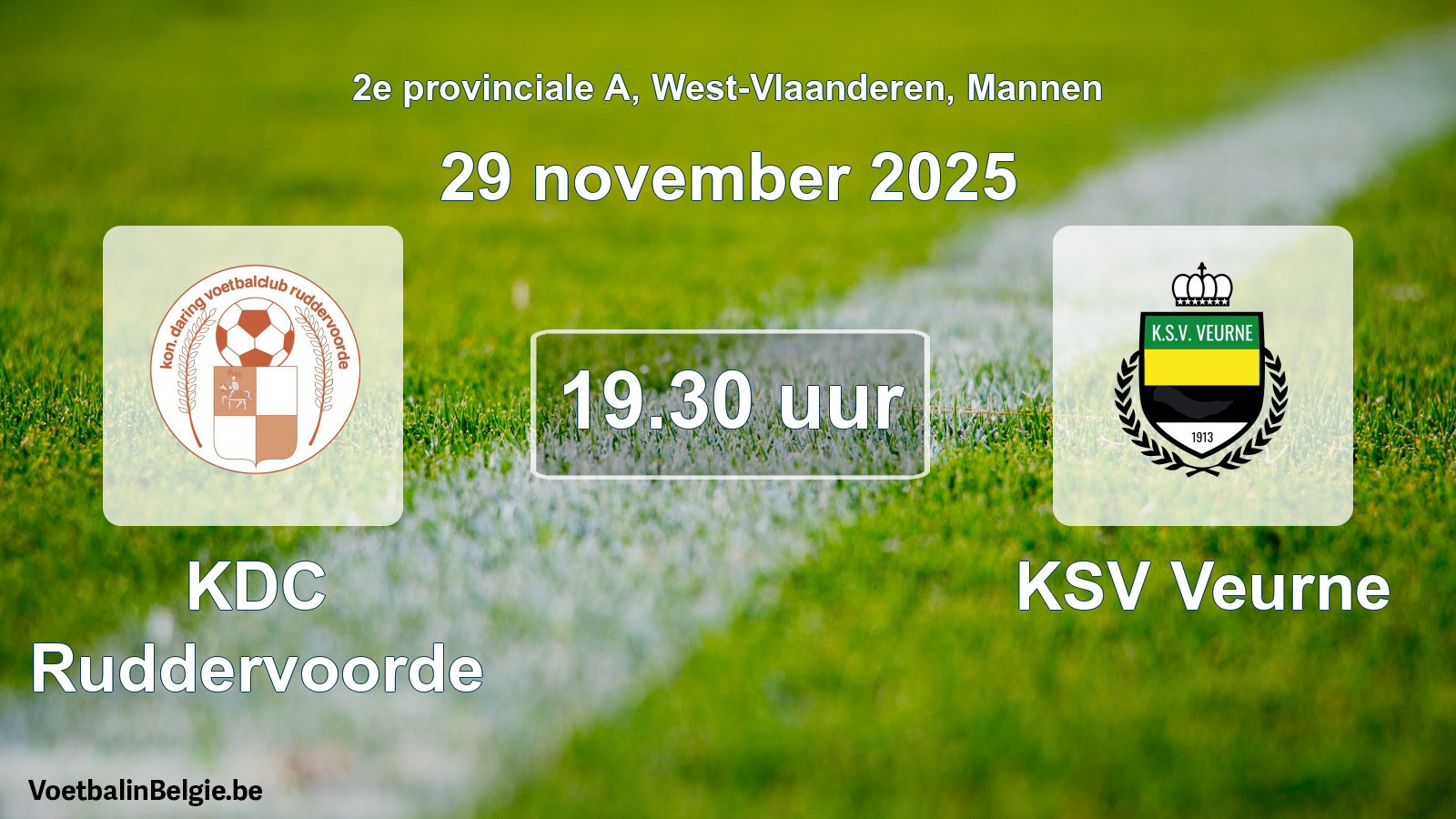 Scheduled match men football: KDC Ruddervoorde - KSV Veurne (29 November 2025)