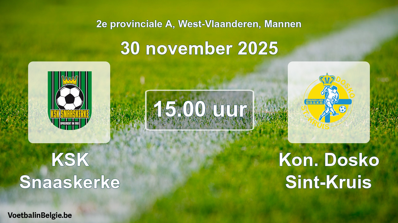 Scheduled match men football: KSK Snaaskerke - Kon. Dosko Sint-Kruis (30 November 2025)