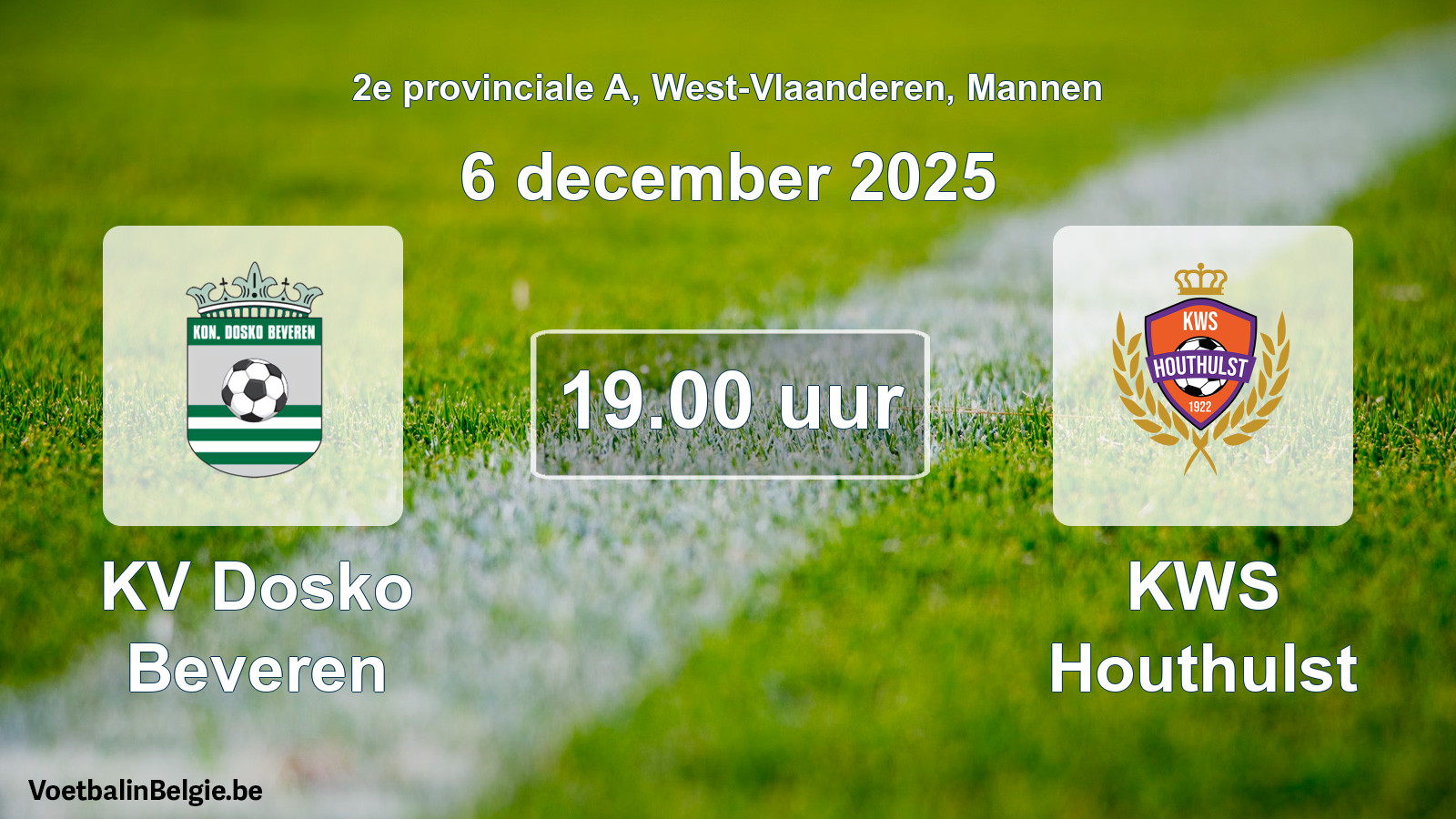 Scheduled match men football: KV Dosko Beveren - KWS Houthulst (6 December 2025)