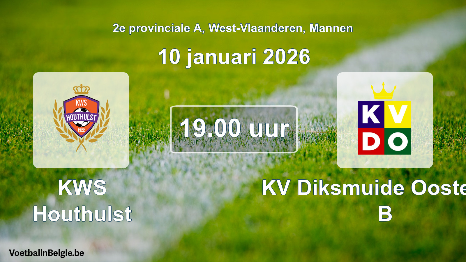 Scheduled match men football: KWS Houthulst - KV Diksmuide Oostende B (10 January 2026)