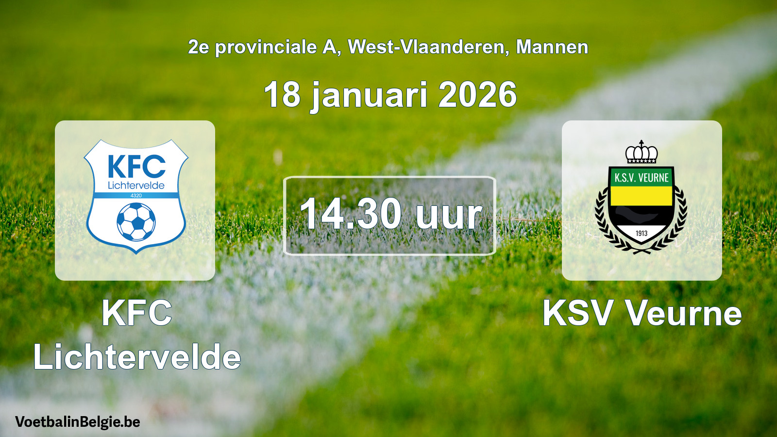 Scheduled match men football: KFC Lichtervelde - KSV Veurne (18 January 2026)