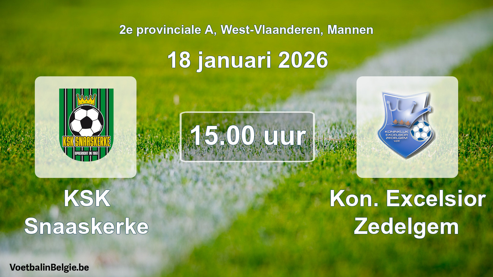 Scheduled match men football: KSK Snaaskerke - Kon. Excelsior Zedelgem (18 January 2026)
