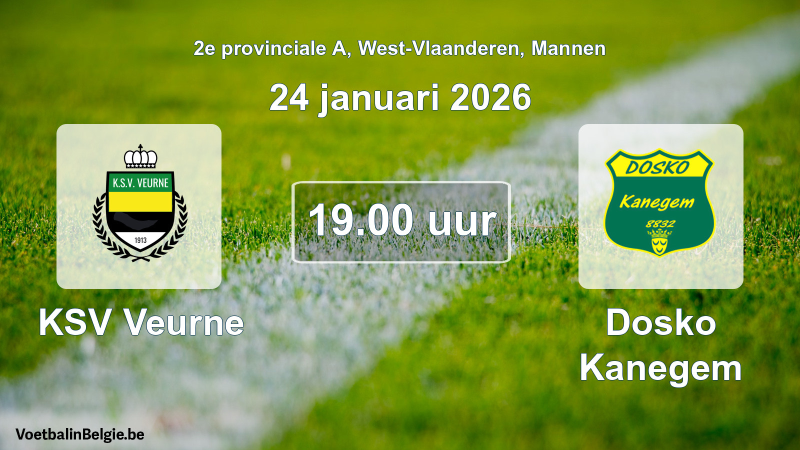 Scheduled match men football: KSV Veurne - Dosko Kanegem (24 January 2026)