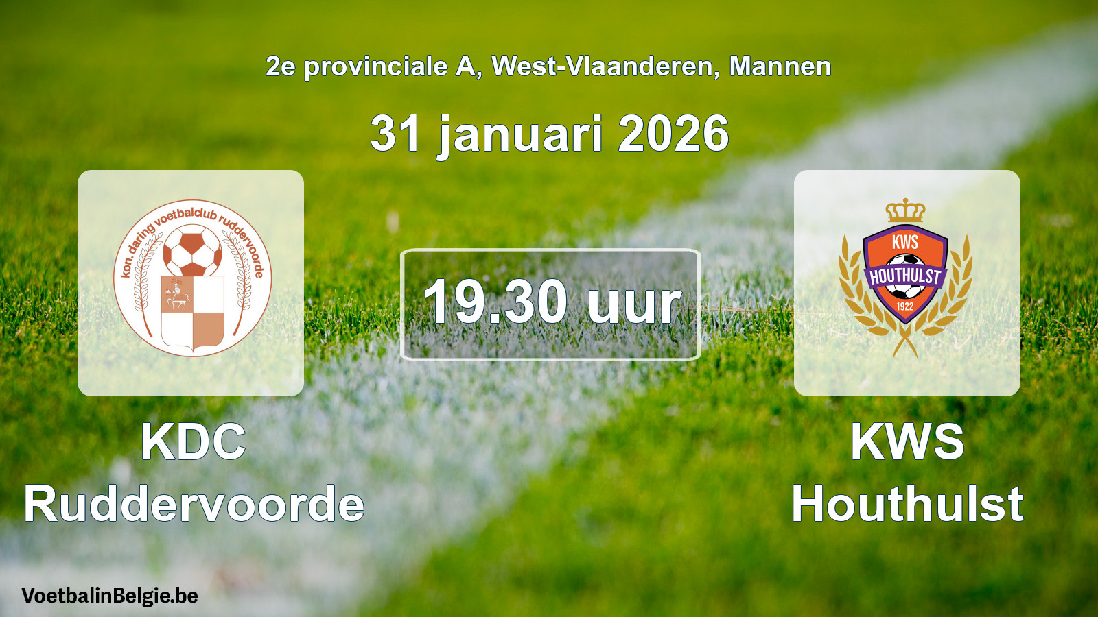 Scheduled match men football: KDC Ruddervoorde - KWS Houthulst (31 January 2026)