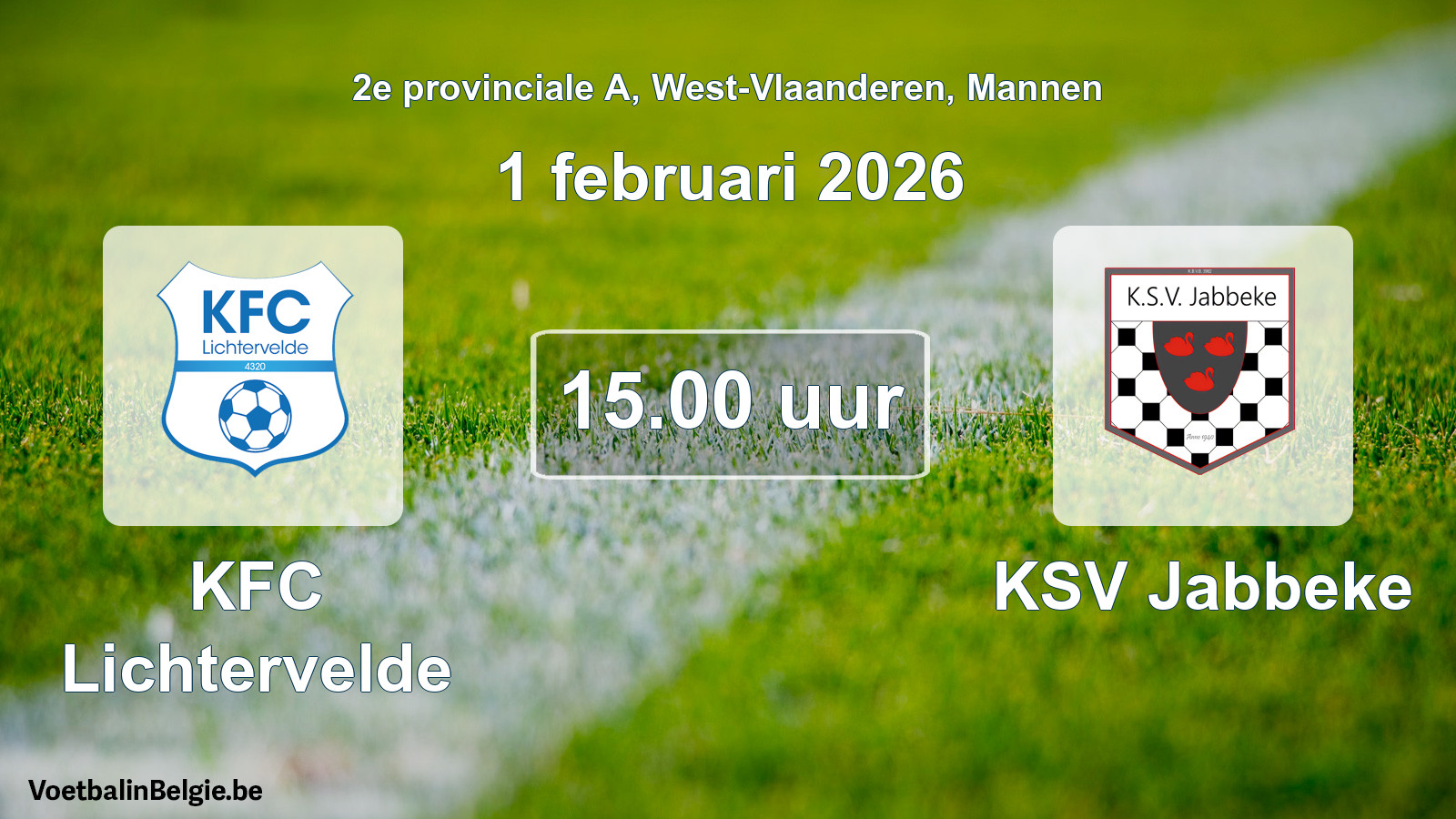 Scheduled match men football: KFC Lichtervelde - KSV Jabbeke (1 February 2026)