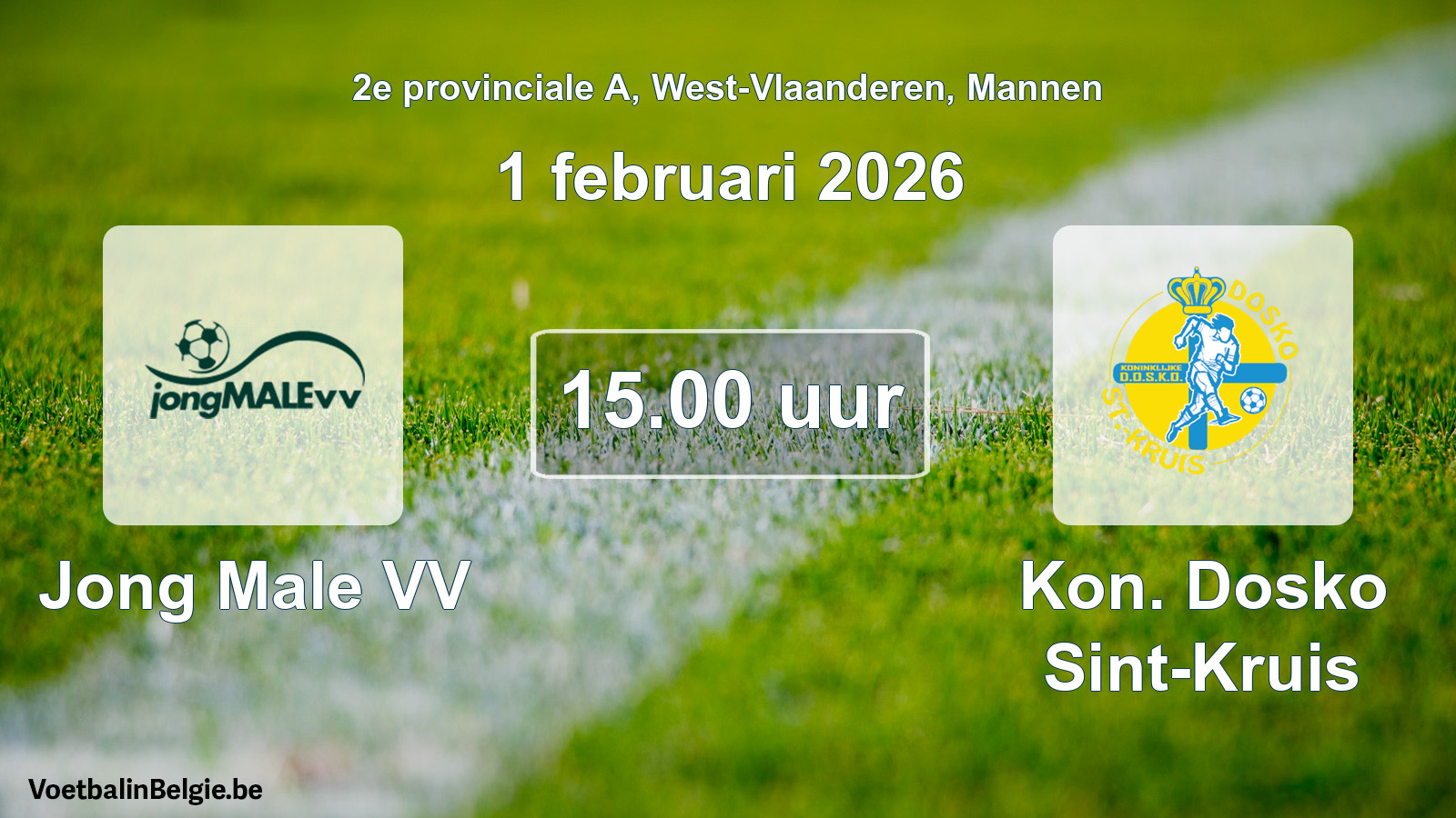 Scheduled match men football: Jong Male VV - Kon. Dosko Sint-Kruis (1 February 2026)