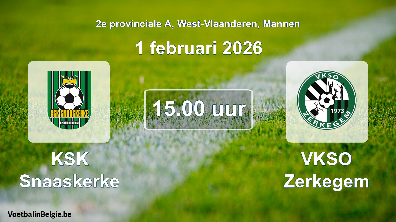Scheduled match men football: KSK Snaaskerke - VKSO Zerkegem (1 February 2026)