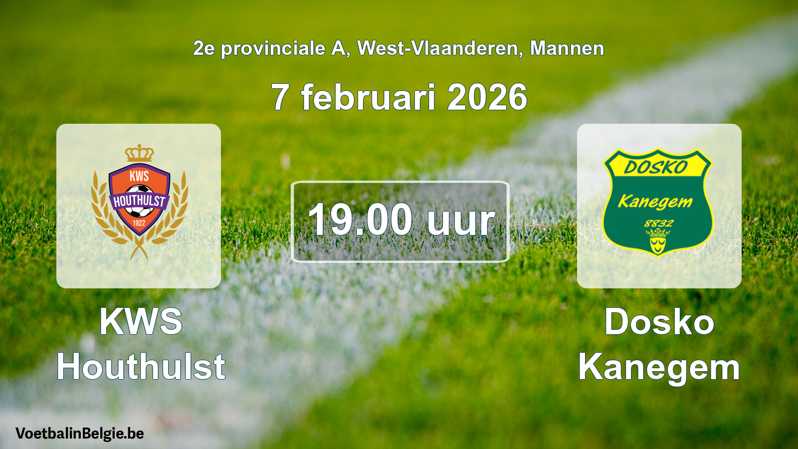 Scheduled match men football: KWS Houthulst - Dosko Kanegem (7 February 2026)