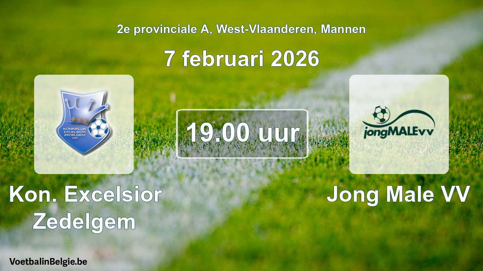 Scheduled match men football: Kon. Excelsior Zedelgem - Jong Male VV (7 February 2026)