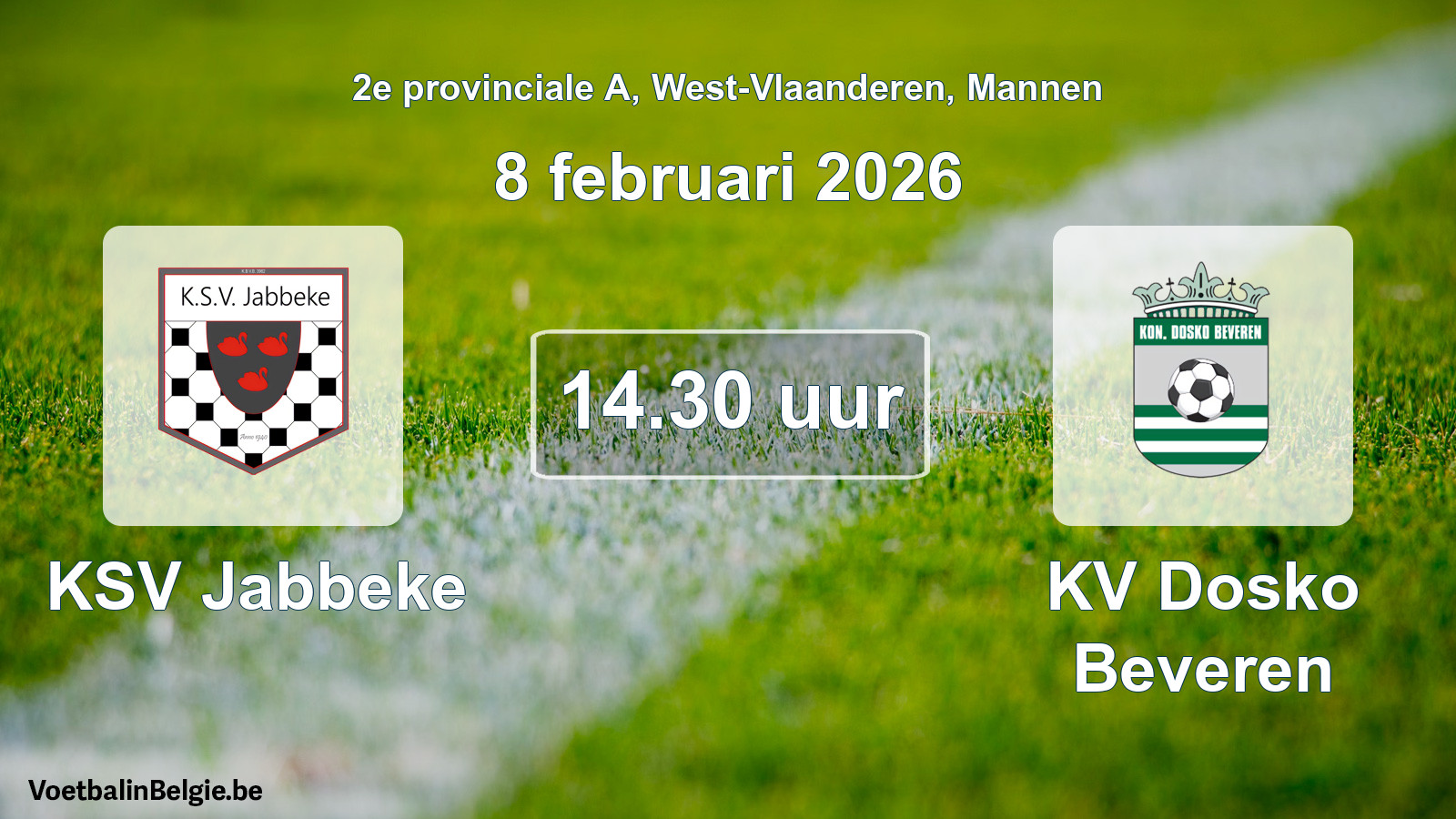 Scheduled match men football: KSV Jabbeke - KV Dosko Beveren (8 February 2026)