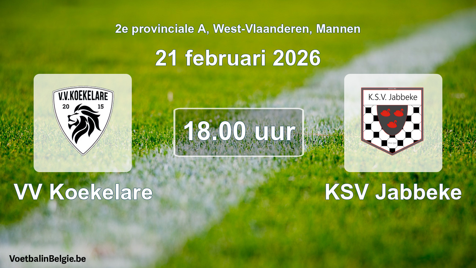 Scheduled match men football: VV Koekelare - KSV Jabbeke (21 February 2026)