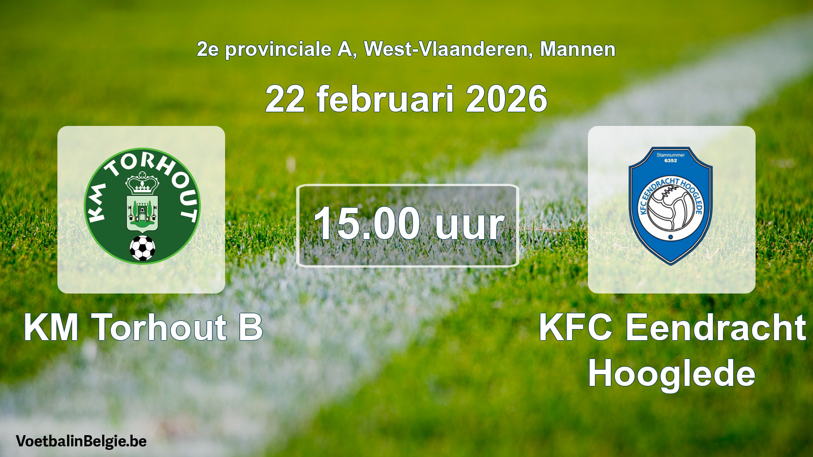 Scheduled match men football: KM Torhout B - KFC Eendracht Hooglede (22 February 2026)