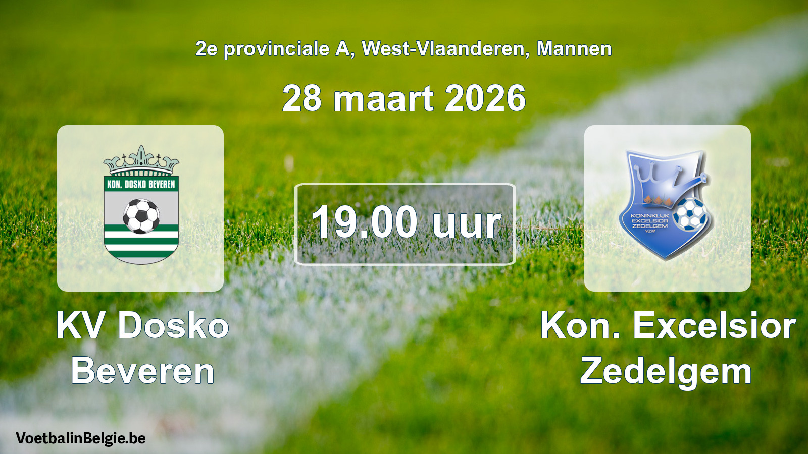 Scheduled match men football: KV Dosko Beveren - Kon. Excelsior Zedelgem (28 March 2026)